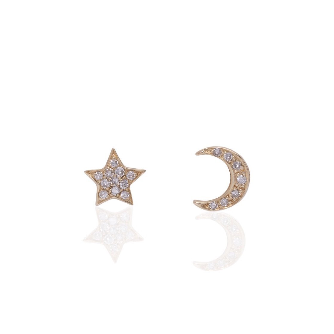 Diamond star and moon earrings Clearance