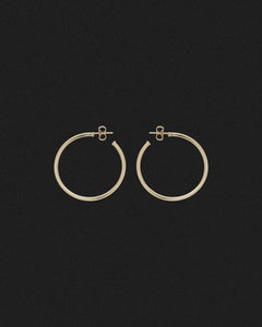 14k yellow gold 25mm hoops (2mm and 4mmm)