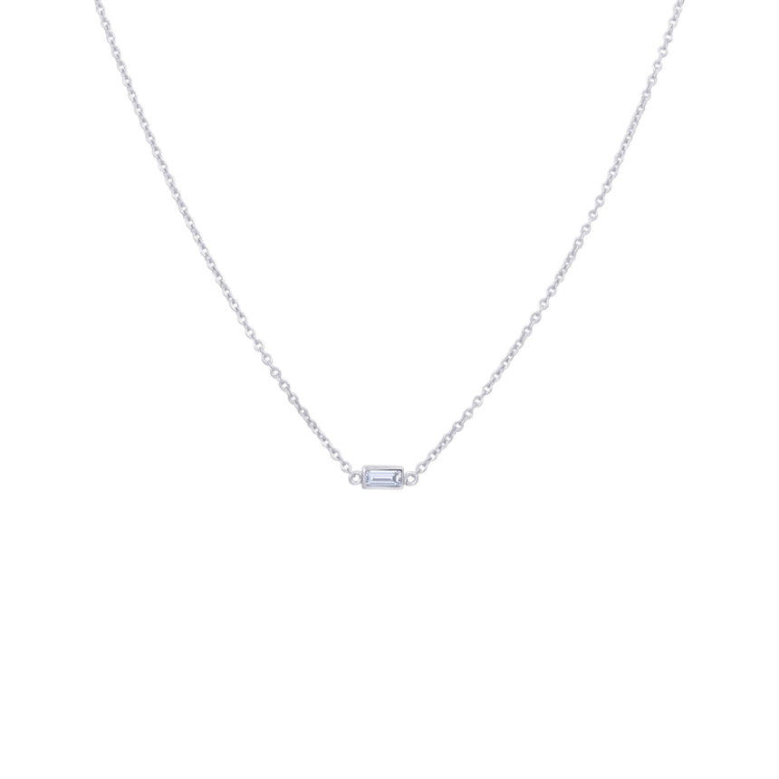 Baguette Diamond Necklace Pendant - Alexis Jae Jewelry