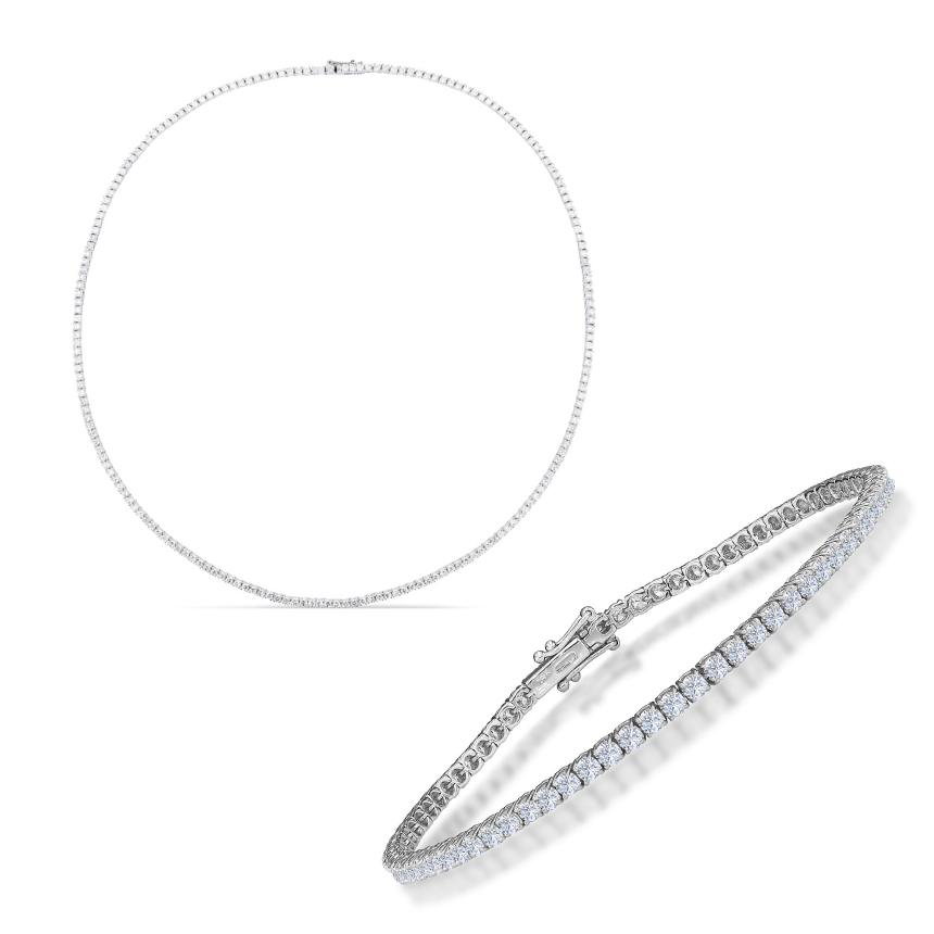 14k Rose Gold Plated Simulated Diamond Tennis Necklace Bracelet Earrings Set  | eBay