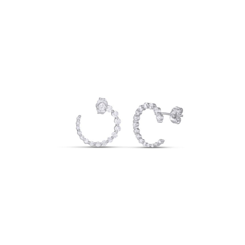 Front-Facing Diamond Hoop Earrings - Alexis Jae Jewelry