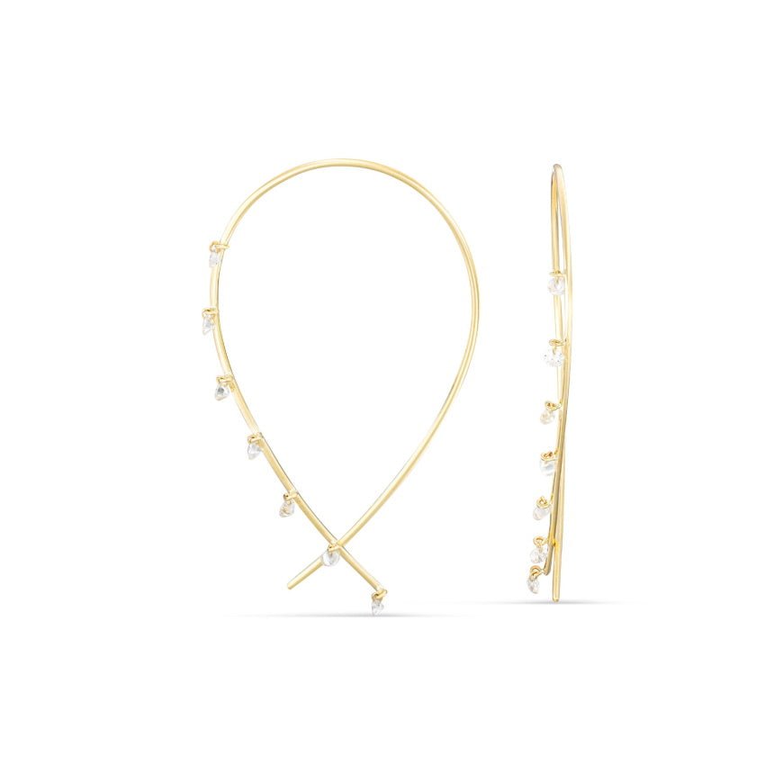 Gold Dangling Diamond Earrings - Alexis Jae