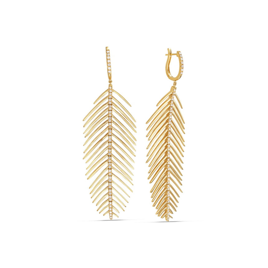 Gold Peacock Feather Earrings - Alexis Jae Jewelry