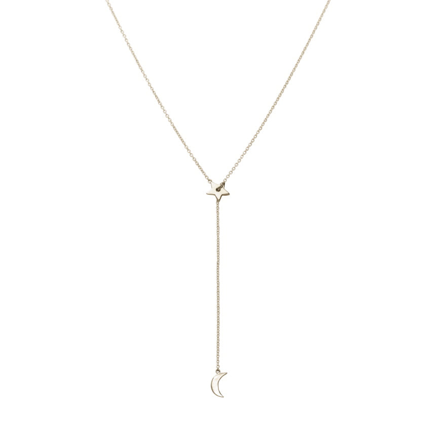 Moon and Star Lariat Necklace - Alexis Jae Jewerly