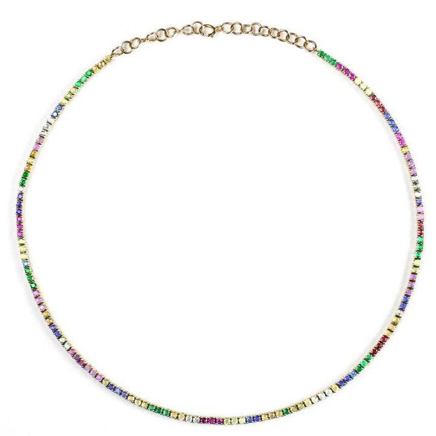 Rainbow Sapphire Tennis Necklace - Alexis Jae Jewelry