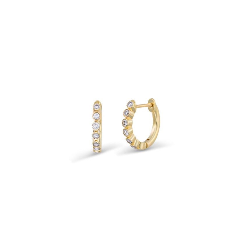 Small Diamond Huggie Earrings - Bezel Set - Alexis Jae