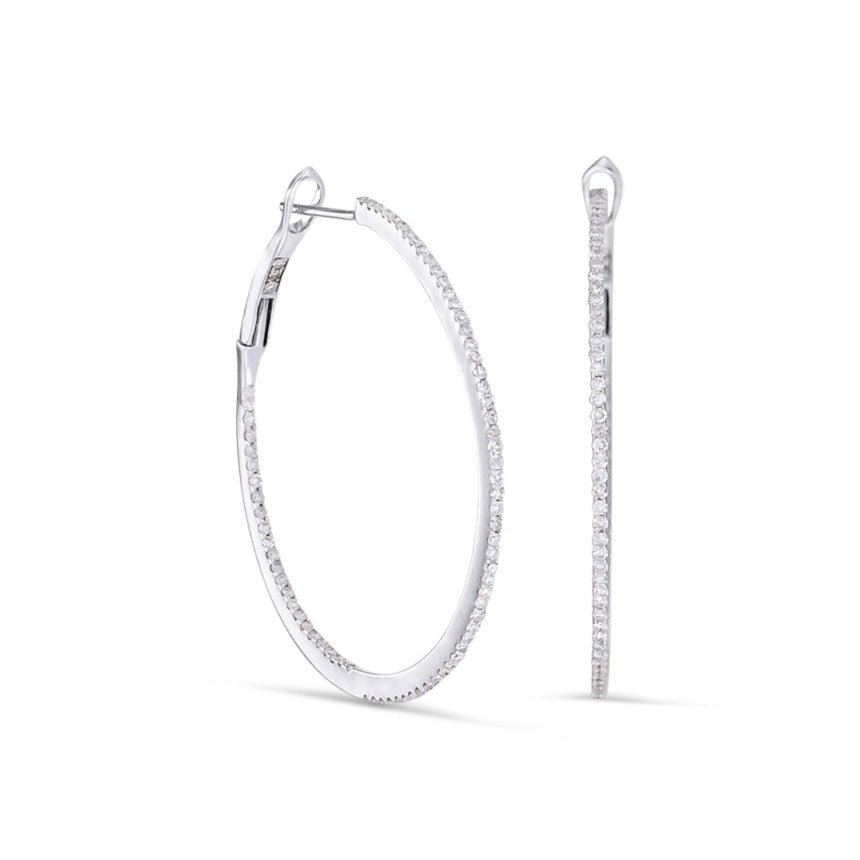 Thin Diamond Hoop Earrings - Alexis Jae