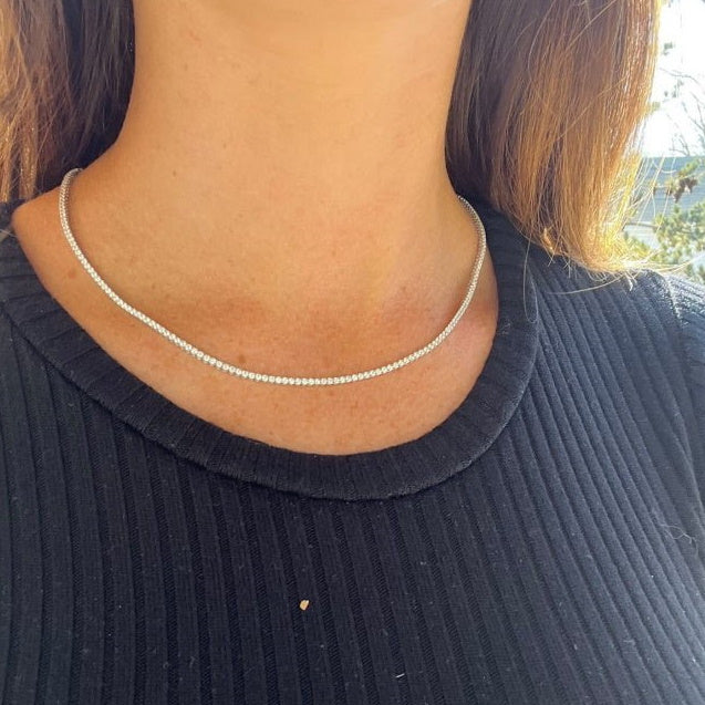 Thin Diamond Tennis Necklace - Alexis Jae Jewelry