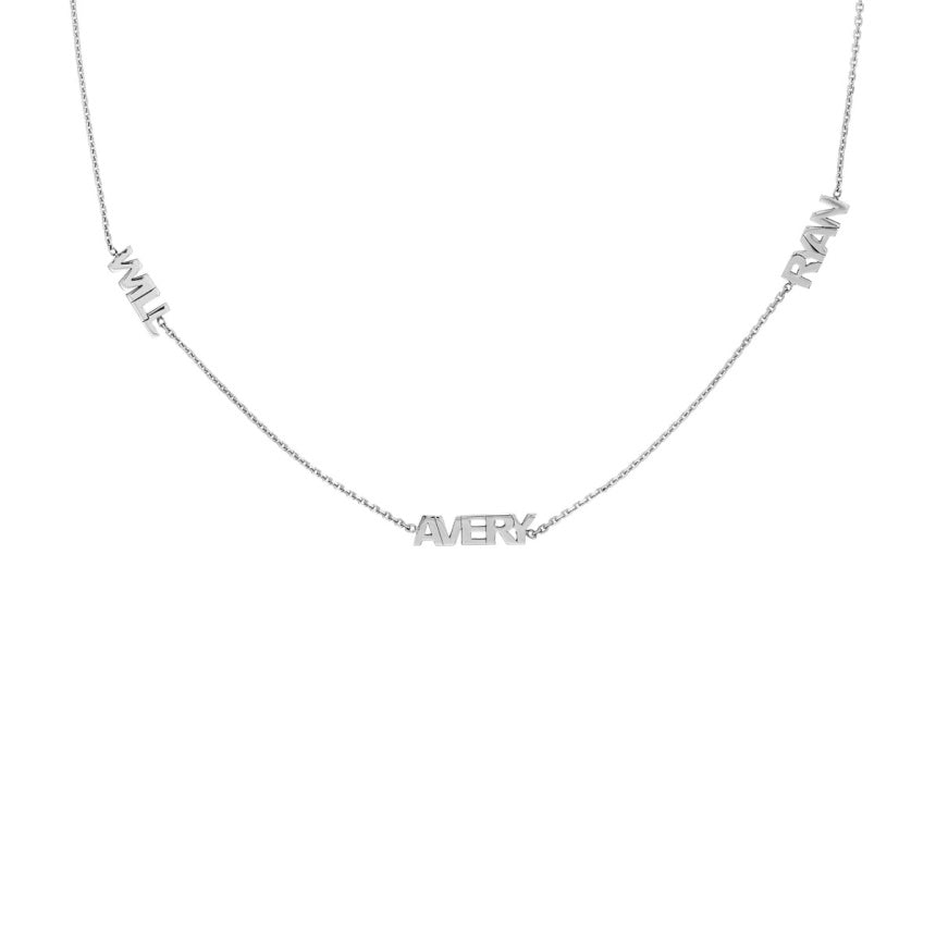 White Gold Multiple Name Necklace - Alexis Jae Jewelry