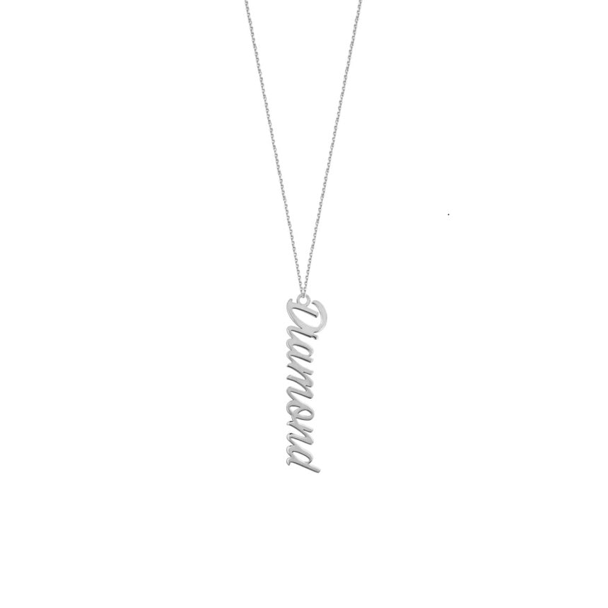 White Gold Nameplate Necklace  - Alexis Jae Jewelry