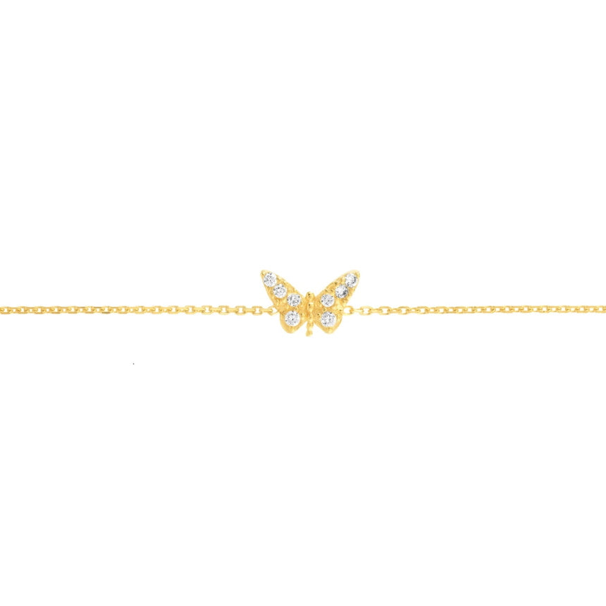 Yellow Gold Butterfly Anklet - Alexis Jae Jewelry